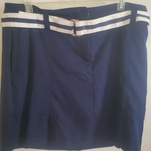 IZOD Golf Skort Women Navy Blue Zip Belted Pleated Pockets Casual Size 12
